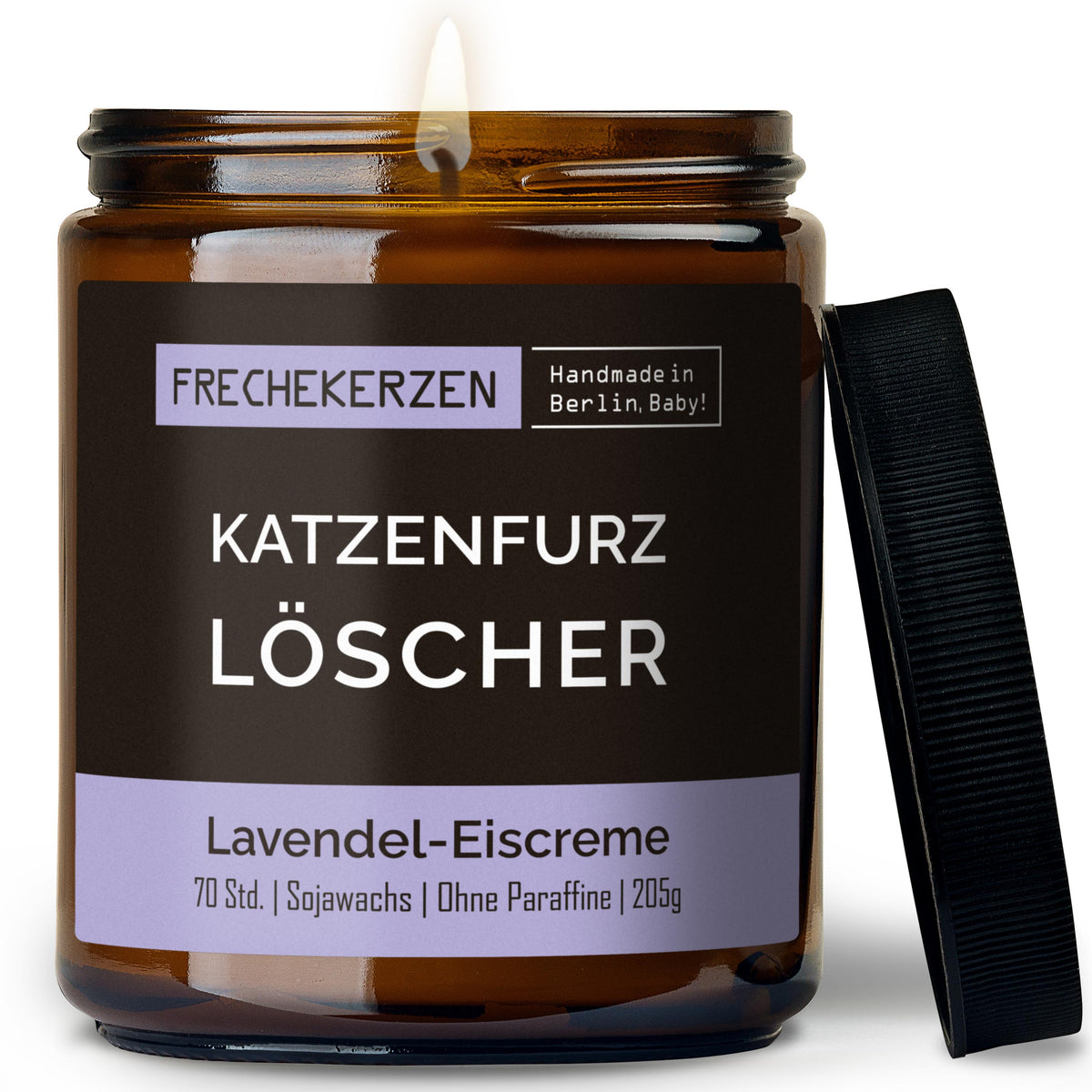 Funny Candle “Katzenfurz Löscher” – Soy Wax, Cat Lover Gift, 205 g