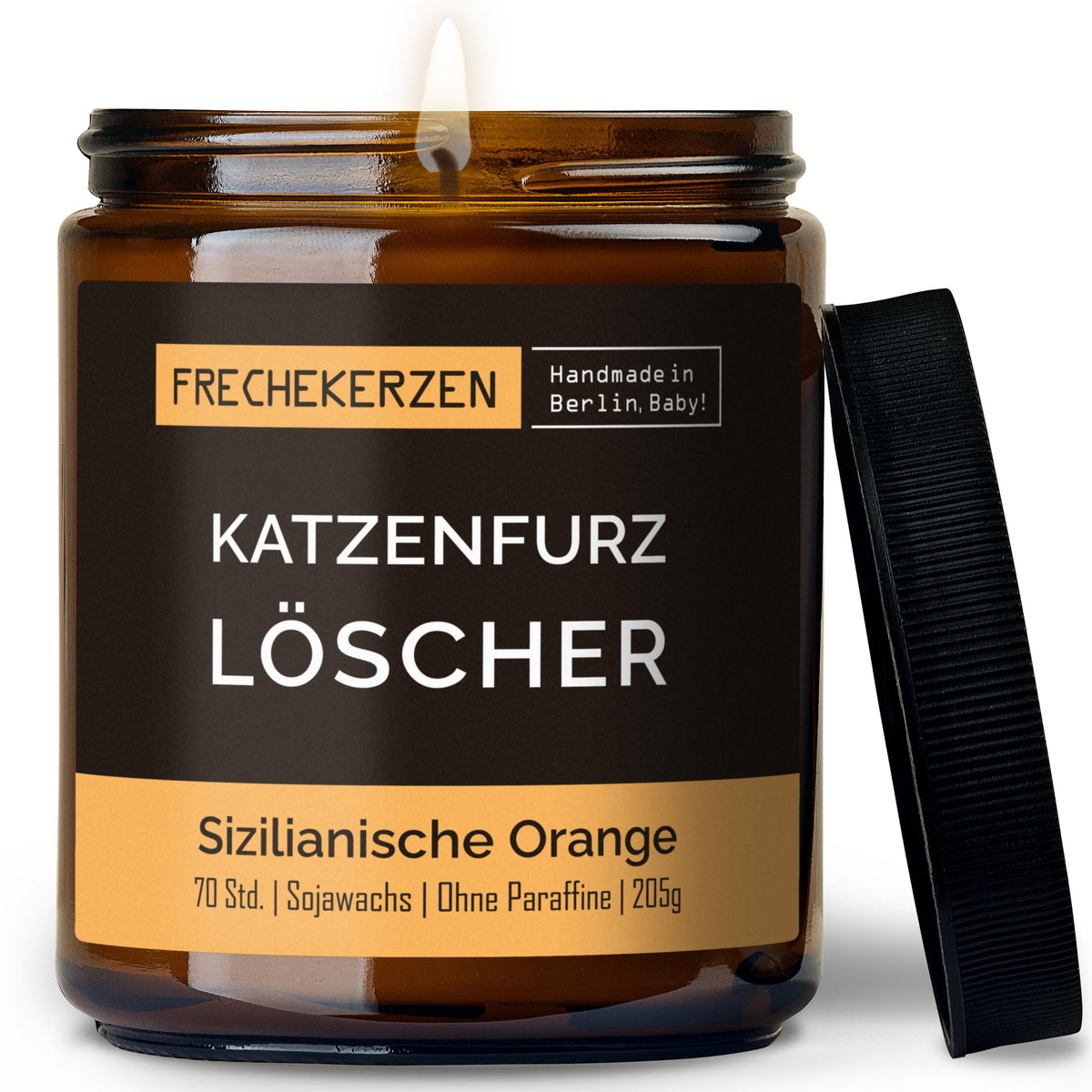 Funny Candle “Katzenfurz Löscher” – Soy Wax, Cat Lover Gift, 205 g