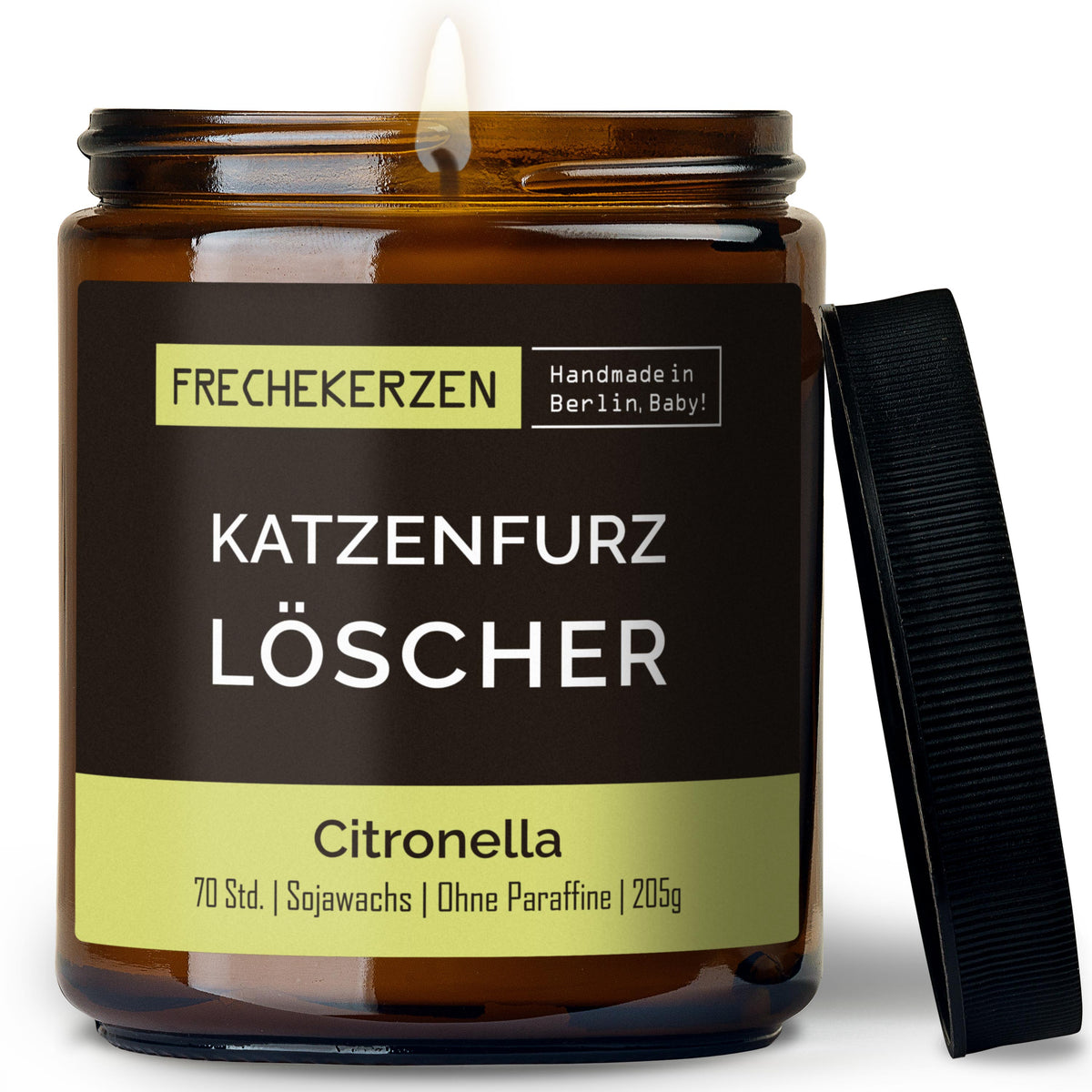 Funny Candle “Katzenfurz Löscher” – Soy Wax, Cat Lover Gift, 205 g