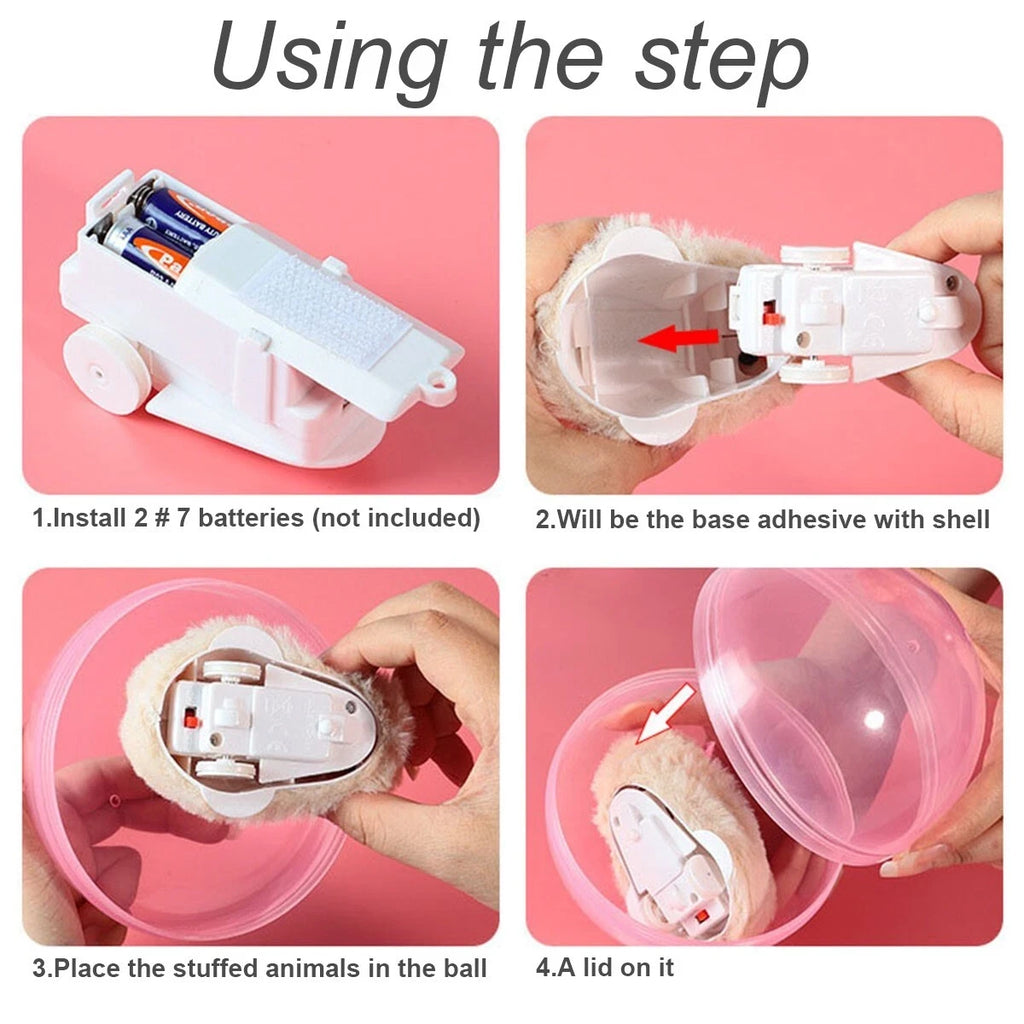 Interactive Cat Toy Ball – Self-Rolling Ball, Plush Mouse or Rabbit