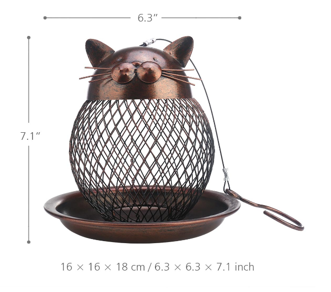 Metal Bird Feeder in Cat Shape – Decorative Vintage Cat Bird Feeder